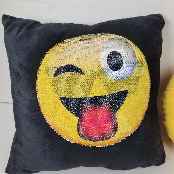 Nerd Girl and Reversible‎ Sequins Emoji Pillow Set - Picture 3 of 5